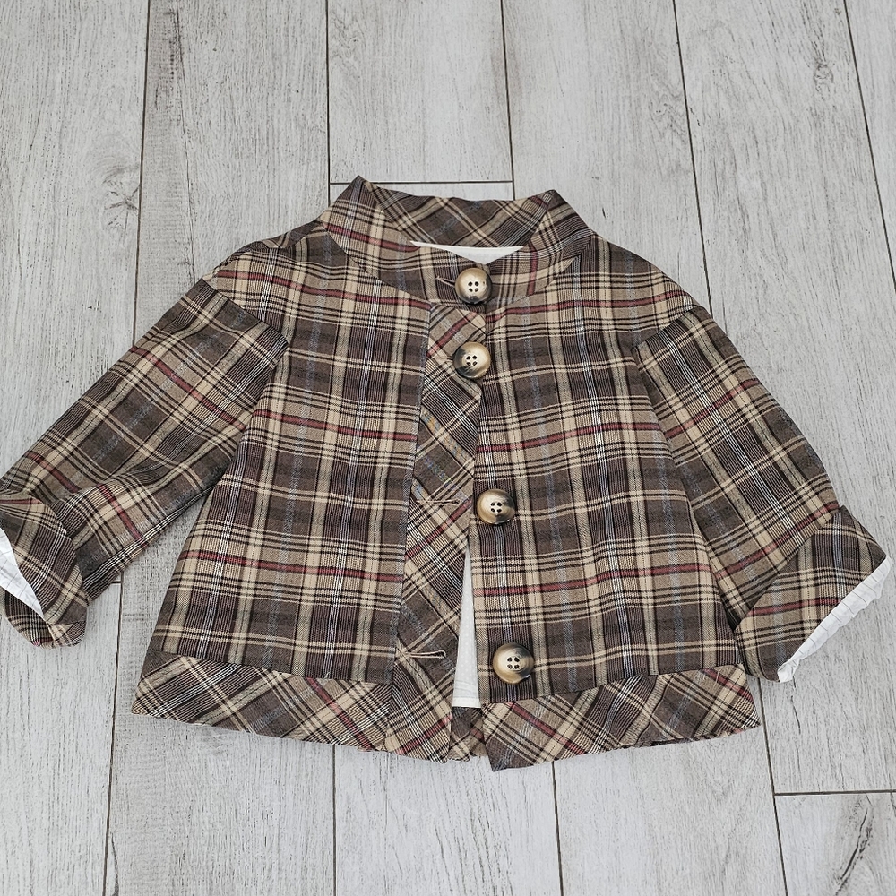 Made in Italy Houndstooth Sassy Trapeze Jacket By Qcciqio. Sz 6 to 8